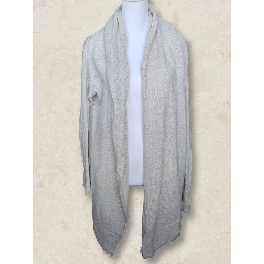 Vince Wool Cashmere Shawl Cardigan Women M Oatmeal Heather Open Front Sweater